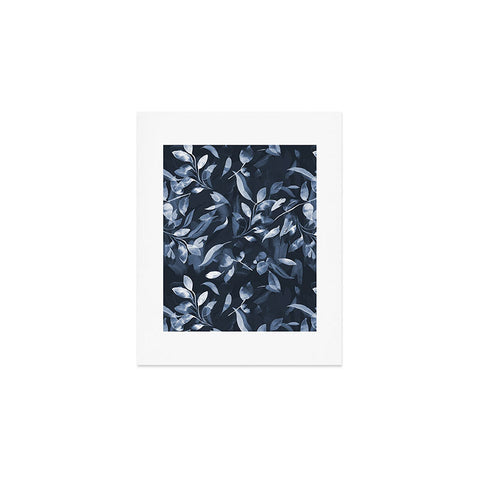Ninola Design Watercolor Leaves Blue Navy Art Print