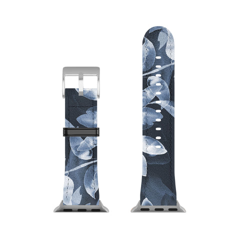 Ninola Design Watercolor Leaves Blue Navy Apple Watch Band