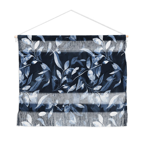 Ninola Design Watercolor Leaves Blue Navy Wall Hanging Landscape