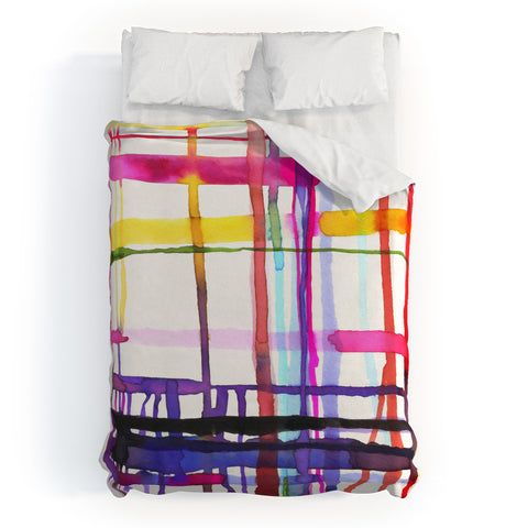 Ninola Design Watercolor Lines Geometry Painting Duvet Cover