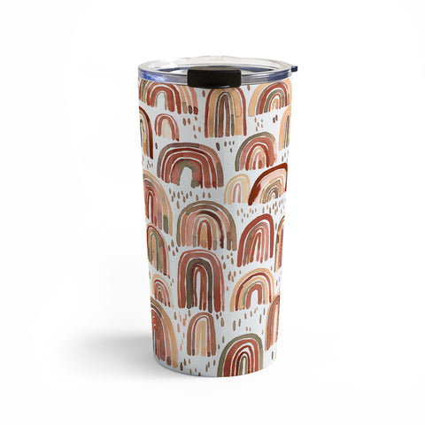 Ninola Design Watercolor Rainbows Terracota Travel Mug
