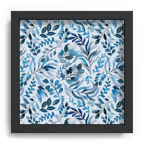Ninola Design Watercolor Relax Blue Leaves Recessed Framing Square