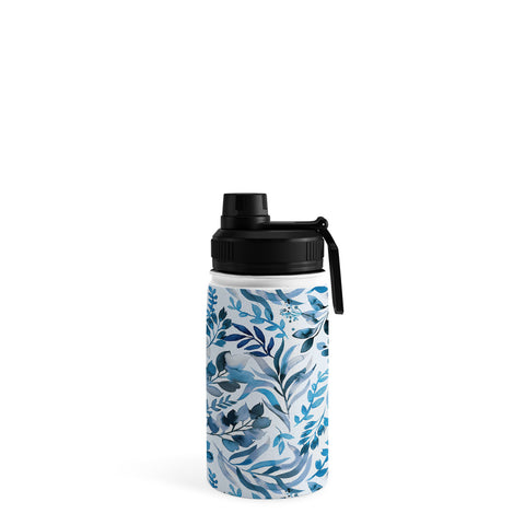Ninola Design Watercolor Relax Blue Leaves Water Bottle