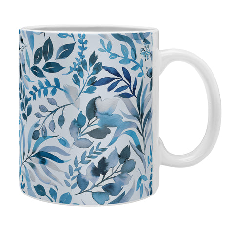 Ninola Design Watercolor Relax Blue Leaves Coffee Mug