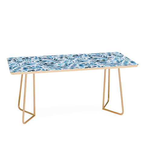 Ninola Design Watercolor Relax Blue Leaves Coffee Table