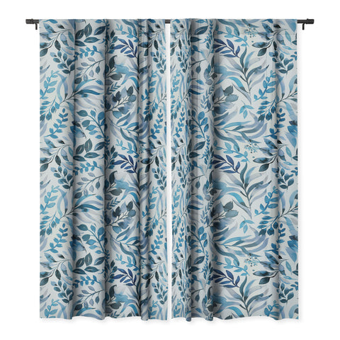 Ninola Design Watercolor Relax Blue Leaves Blackout Non Repeat