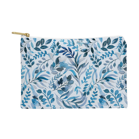 Ninola Design Watercolor Relax Blue Leaves Pouch