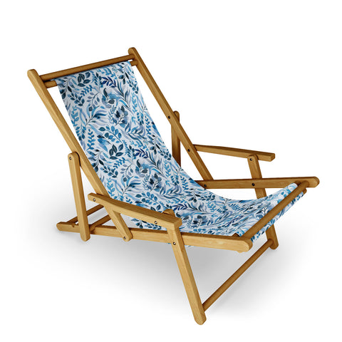 Ninola Design Watercolor Relax Blue Leaves Sling Chair