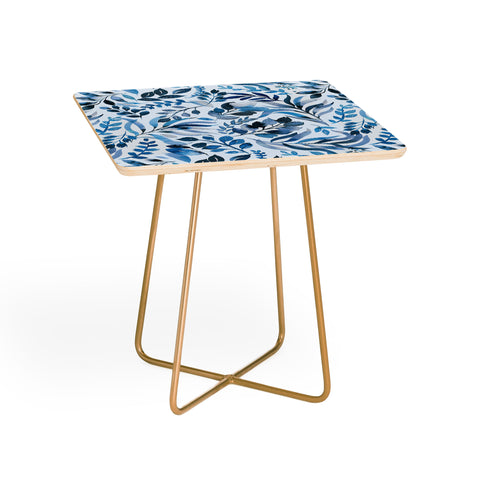 Ninola Design Watercolor Relax Blue Leaves Side Table