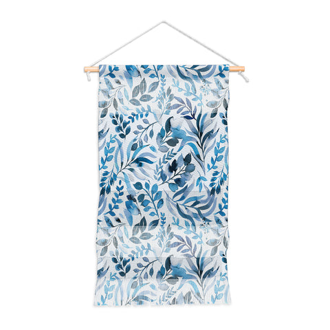 Ninola Design Watercolor Relax Blue Leaves Wall Hanging Portrait