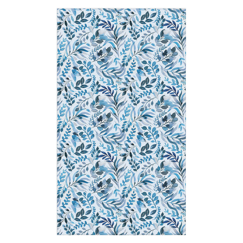Ninola Design Watercolor Relax Blue Leaves Tablecloth