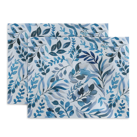 Ninola Design Watercolor Relax Blue Leaves Placemat