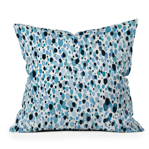 Ninola Design Watercolor Speckled Blue Outdoor Throw Pillow