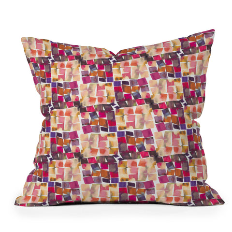 Ninola Design Watercolor squares irregular geometry Outdoor Throw Pillow