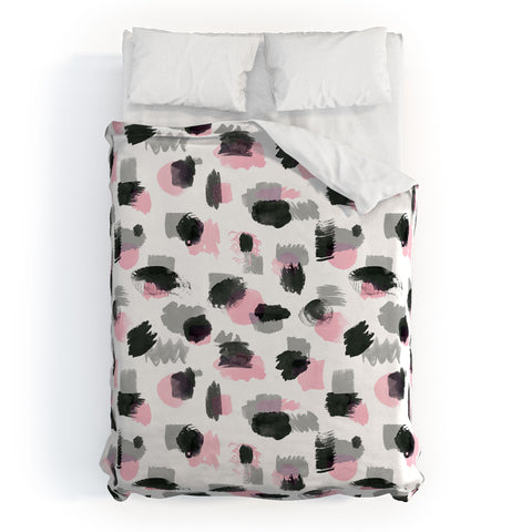 Ninola Design Watercolor Stains Pink Grey Duvet Cover