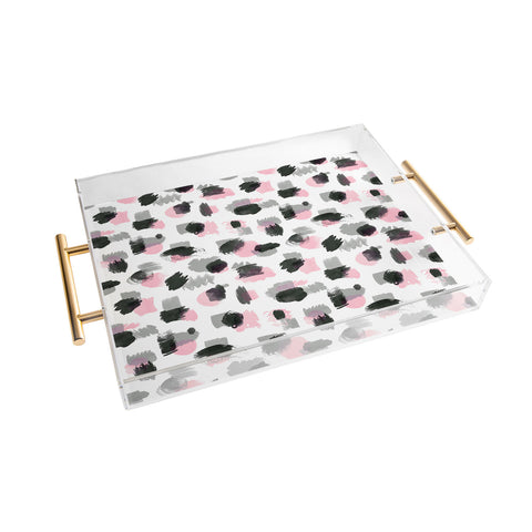 Ninola Design Watercolor Stains Pink Grey Acrylic Tray