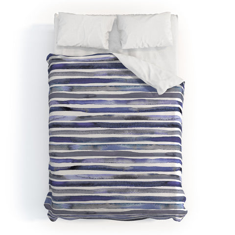 Ninola Design Watercolor stripes blue Duvet Cover