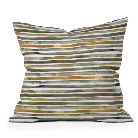 Ninola Design Watercolor stripes Natural Outdoor Throw Pillow