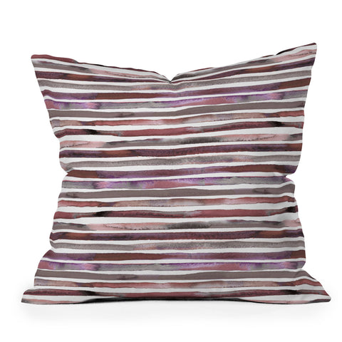 Ninola Design Watercolor stripes pink Outdoor Throw Pillow