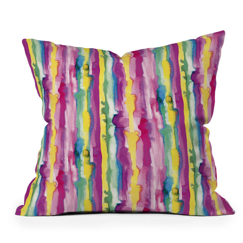 Ninola Design Watercolor Tropical Lines Outdoor Throw Pillow