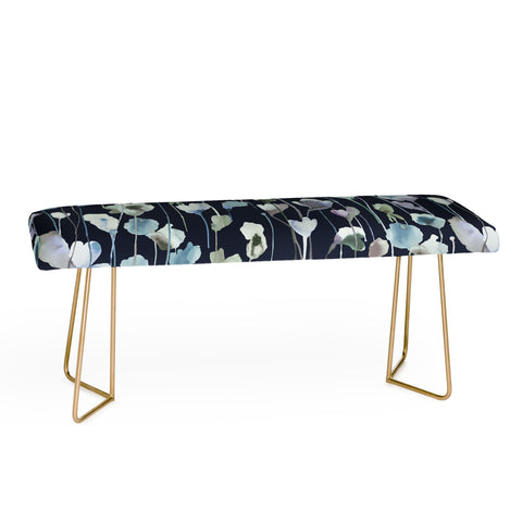 Ninola Design Watery Abstract Flowers Navy Bench