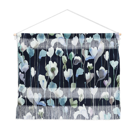Ninola Design Watery Abstract Flowers Navy Wall Hanging Landscape