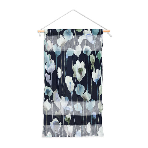 Ninola Design Watery Abstract Flowers Navy Wall Hanging Portrait