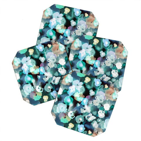 Ninola Design Watery coastal flowers Coaster Set