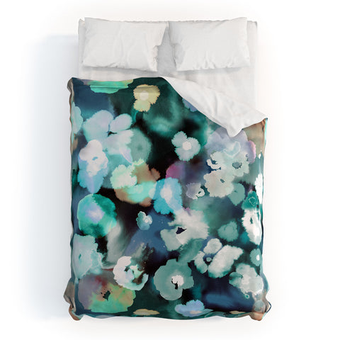 Ninola Design Watery coastal flowers Duvet Cover