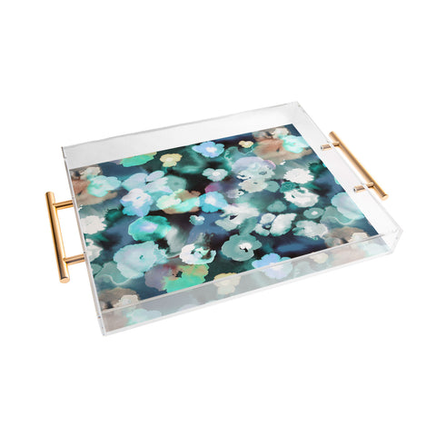 Ninola Design Watery coastal flowers Acrylic Tray