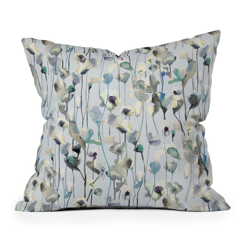 Ninola Design Watery flowers Neutral Outdoor Throw Pillow