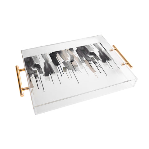 Ninola Design Watery stripes border Black Acrylic Tray