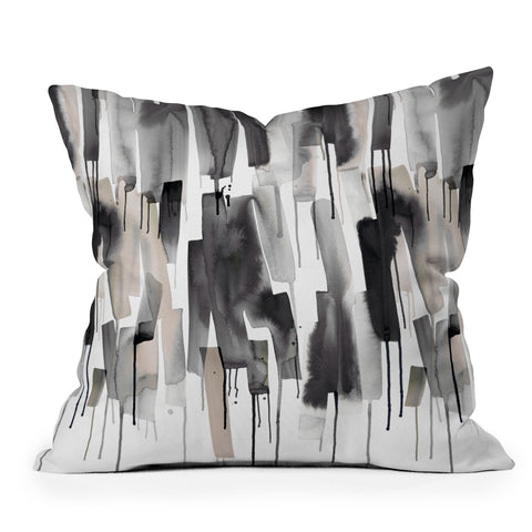 Ninola Design Watery stripes Japandi Black Outdoor Throw Pillow