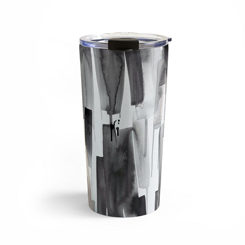 Ninola Design Watery stripes Japandi Black Travel Mug