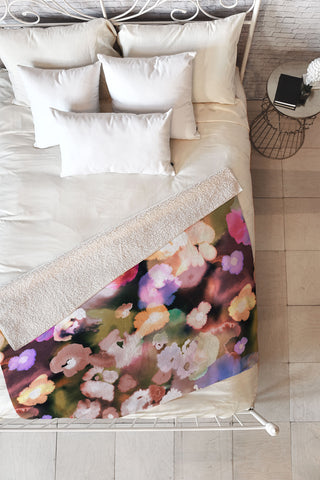 Ninola Design Watery summer flowers Fleece Throw Blanket