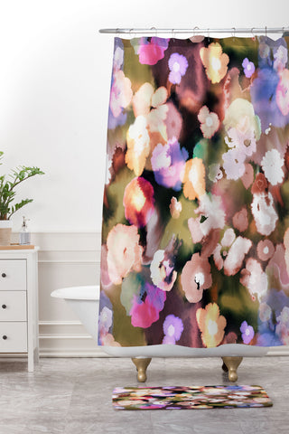 Ninola Design Watery summer flowers Shower Curtain And Mat