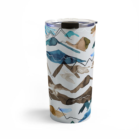 Ninola Design Western landscape watercolor Blue Travel Mug