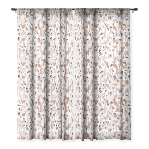 Ninola Design Wild Flowers Fall Neutral Sheer Window Curtain