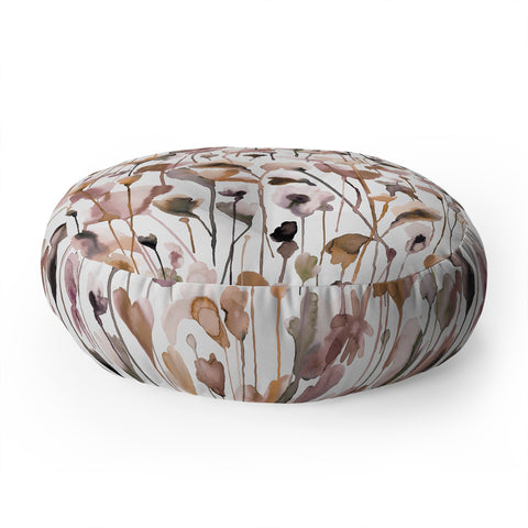 Ninola Design Wild Flowers Fall Neutral Floor Pillow Round