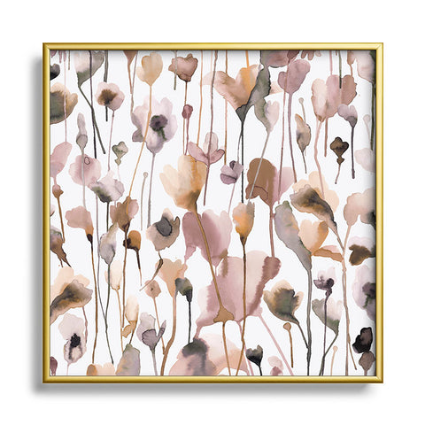 Ninola Design Wild Flowers Fall Neutral Square Metal Framed Art Print