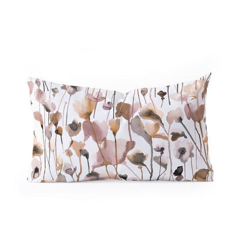 Ninola Design Wild Flowers Fall Neutral Oblong Throw Pillow