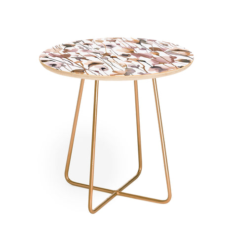 Ninola Design Wild Flowers Fall Neutral Round Side Table