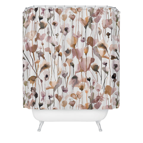 Ninola Design Wild Flowers Fall Neutral Shower Curtain