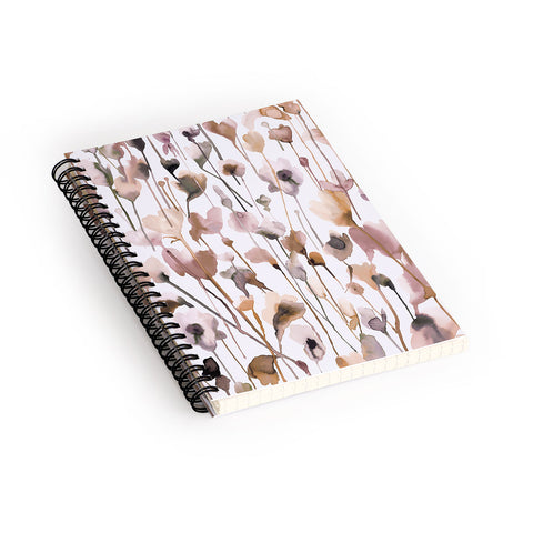 Ninola Design Wild Flowers Fall Neutral Spiral Notebook