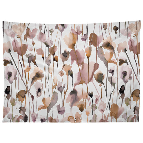 Ninola Design Wild Flowers Fall Neutral Tapestry