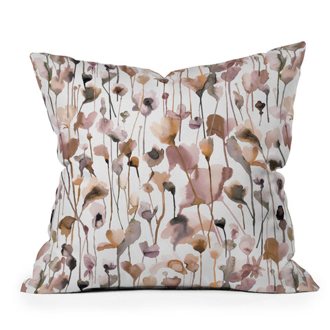 Ninola Design Wild Flowers Fall Neutral Throw Pillow