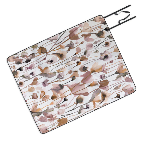 Ninola Design Wild Flowers Fall Neutral Picnic Blanket
