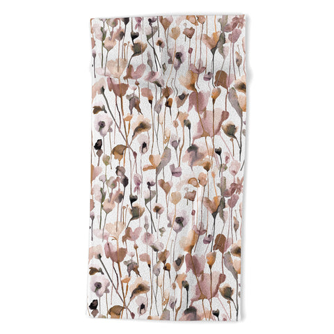 Ninola Design Wild Flowers Fall Neutral Beach Towel