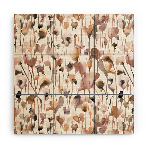 Ninola Design Wild Flowers Fall Neutral Wood Wall Mural