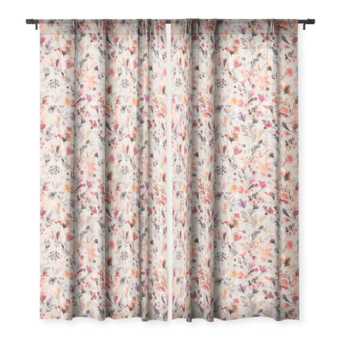 Ninola Design Wild Flowers Meadow Autumn Sheer Window Curtain